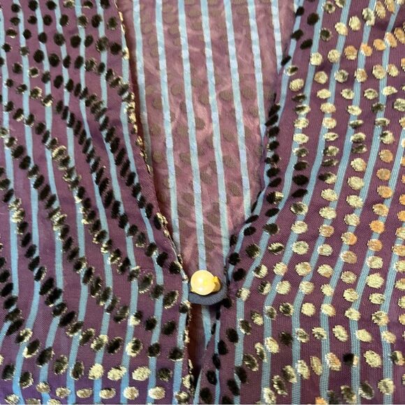 TANYA TAYLOR Rebecca Split Neck Blue & Purple Clip Dot Blouse NWOT Size 16 - Picture 6 of 7